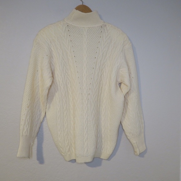 Vintage‎ Ann Taylor Cable Knit Wool Sweater Turtleneck Ivory Cream - Picture 4 of 12